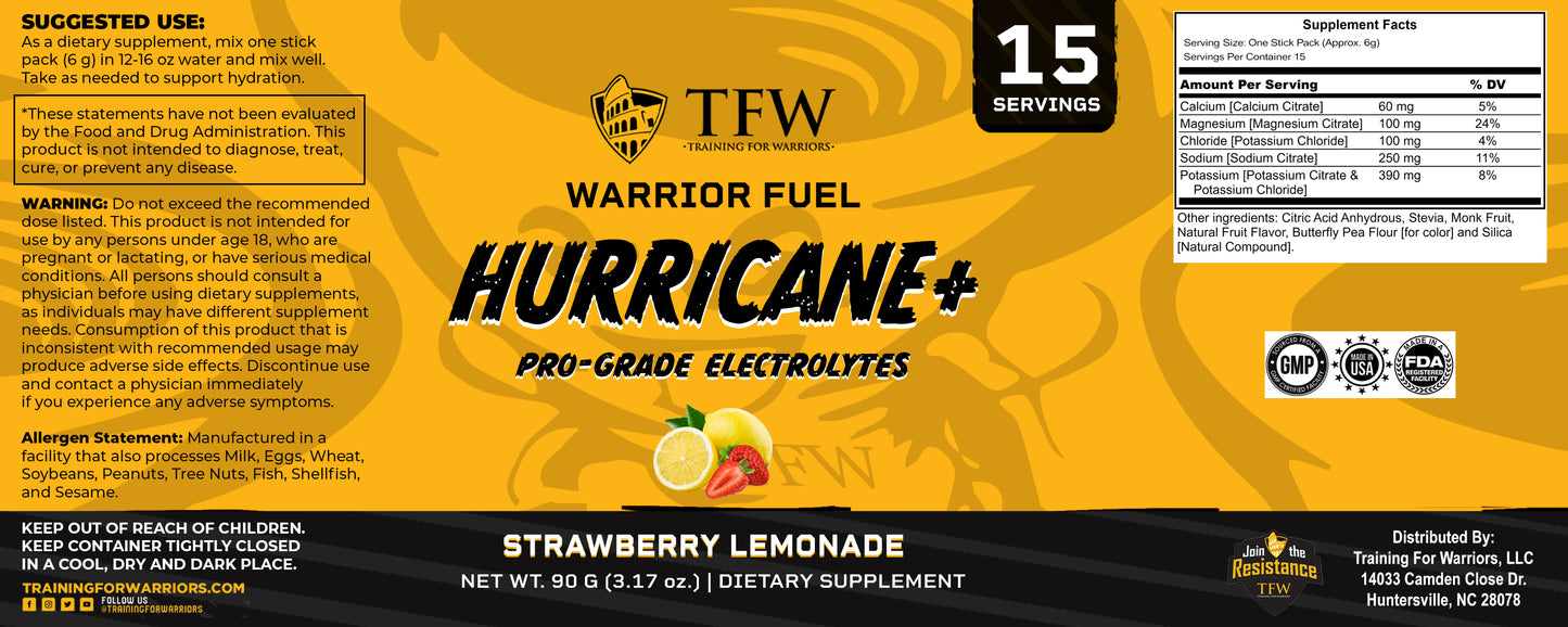 Hurricane+ Pro-Grade Electrolytes - 15 Sticks
